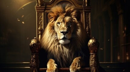 Lion Sitting on a Throne Closeup