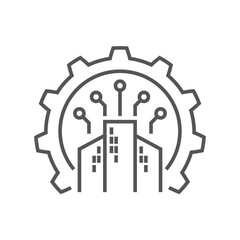Digital Manufacturing. Industry 4.0 Scientific industry, production, smart industry and manufacturing. Vector Logo. EPS 10