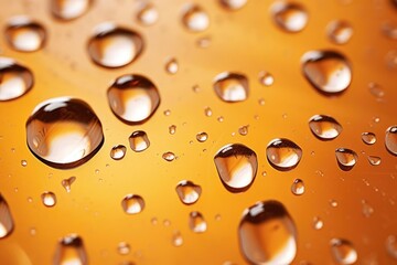 Macro photograph of raindrops falling and merging on a surface