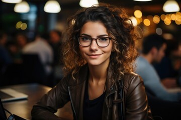 programmer In a coding bootcamp determined and innovative woman programs software