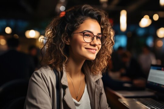 programmer In a coding bootcamp determined and innovative woman programs software