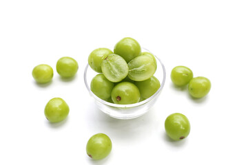 Shine muscat grape on white background.