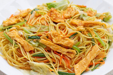 Chinese-styled fried noodle. Asian cuisine