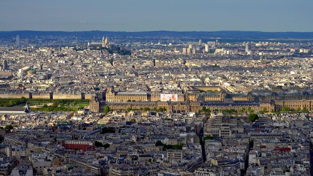 Huge City of Paris France from above - aerial view - stock photography