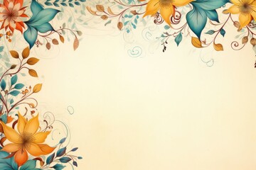 Enchanting Indian wedding card setting, floral arrangements, delicate vines.