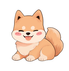 Happy Shiba Inu puppy, sitting and smiling