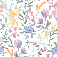 Floral watercolor pattern seamless. Watercolour flowers