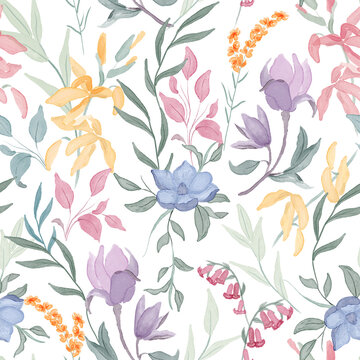 Floral watercolor pattern seamless. Watercolour flowers
