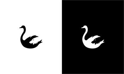 Wolf and Swan Logo. wolf swan negative space logo design