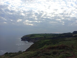 Cliffs of the coast of Ruiloba, Cantabria in  a cloudy day