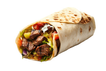 Steak Burrito Isolated on a Transparent Background