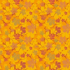 Fototapeta premium Autumn leaves seamless chestnut pattern for fabrics and wrapping paper and fabrics and fashion textiles