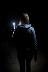 Fototapeta na wymiar image woman with lantern walking in the night