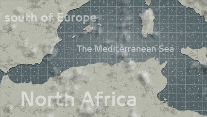 Map of North Africa with clouds