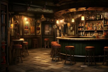 Obraz premium Atmospheric Bar interior vintage loft. Generate Ai