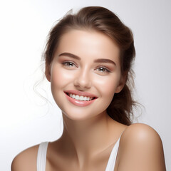 Woman in Cosmetic Skin Care Concept with Joyful Expression