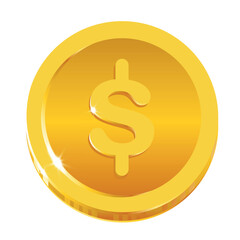 3D gold coin with sign, Coin Icon Logo Design Element. Money coin icon. Flat gold coin vector with currency symbol isolate on white background.