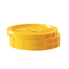 Shiny golden coins isolated on white. Coins stack vector illustration, coins icon flat, coins pile, coins money, modern design isolated on white background, vector illustration
