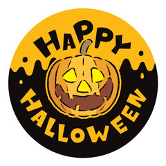 ハロウィン_HAPPYHALLOWEEN_不気味に笑うかぼちゃのイメージイラスト素材