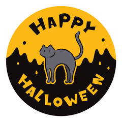 ハロウィン_HAPPYHALLOWEEN_黒いネコのイメージイラスト素材