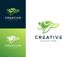 Abstract Turtle and Sea Wave logo design vector illustration