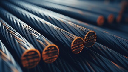 Steel cables close up view