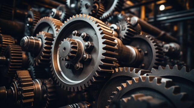 Machinery gears and cogs in a coal mine - Powered by Adobe