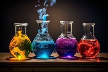 Captivating Colorful beakers chemicals tool. Generate Ai