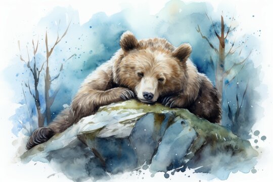 Dreamy Bear sleeping. Generate Ai