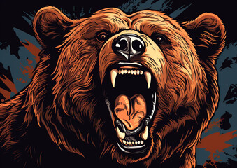 dangerous bear head vector illustration
