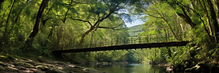 A river and small bridge over it in a beautiful outdoor spot