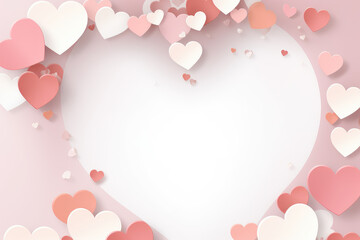 Some pink hearts in front of a pink background, valentine's day material - obrazy, fototapety, plakaty