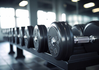dumbbell weights in a gym