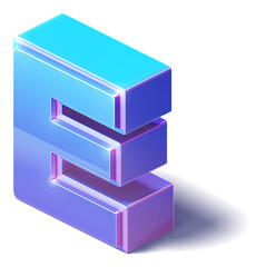 A 3D E Letter isometric Alphabet illustration isolated on a white background