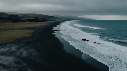Iceland aerial air drone view. Created with Generative AI technology.