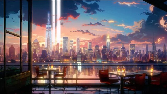 Elevate your VTuber and Twitch streams with this evocative New York skyline backdrop. Optimized for high-quality, seamless looping, this digital asset adds a poignant, immersive atmosphere to your liv