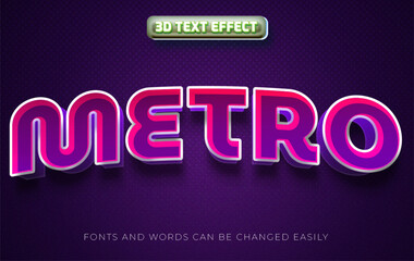 Metro neon sign 3d editable text effect style