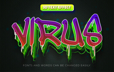 Virus infection graffiti style 3d editable text effect style
