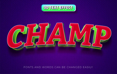 Champ winner 3d editable text effect style