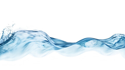 Water wave isolated on a white background. Blue water wave and bubbles for drinking water purification.