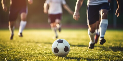Obraz na płótnie Canvas Team of soccer players playing soccer. Generative AI