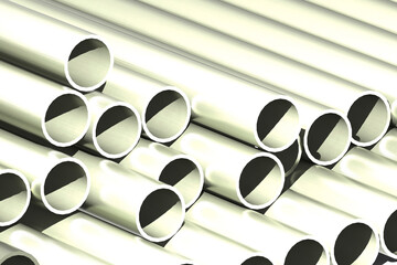 Stainless steel round tube close up