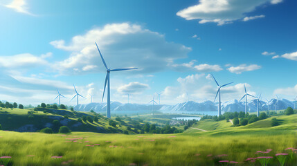 Wind turbines, Renewable energy, Clean energy - High Resolution