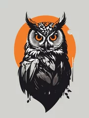 Poster owl head with feathers, with colorful eyes, vector illustration © yahya