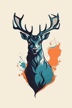 deer head with a antlers. animal illustration. vector.