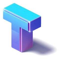 A 3D T Letter isometric Alphabet illustration isolated on a white background