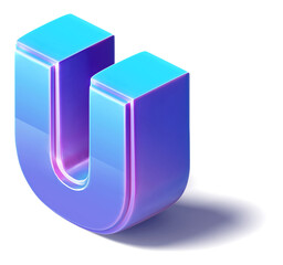 A 3D U Letter isometric Alphabet illustration isolated on a white background