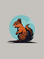 American Red Squirrel wild animal cute face, sketch style vector illustration for poster or tshirt design, Squirrel cute art isolated