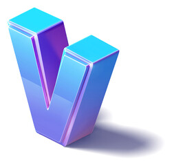 A 3D V Letter isometric Alphabet illustration isolated on a white background