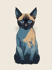 Siamese Cat Cartoon Animal, Favorite pet breed. Realistic vector illustration.
